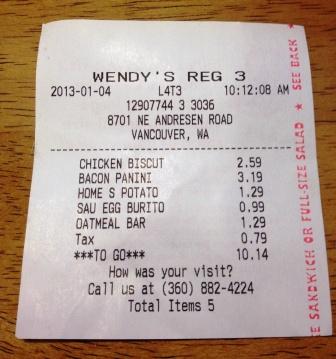 Wendy s Breakfast Review Oatmeal bar Burrito Biscuit Panini