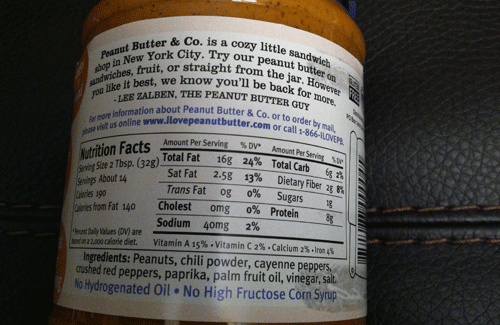 Peanut Butter & Co. The Heat Is On Nutrition Facts