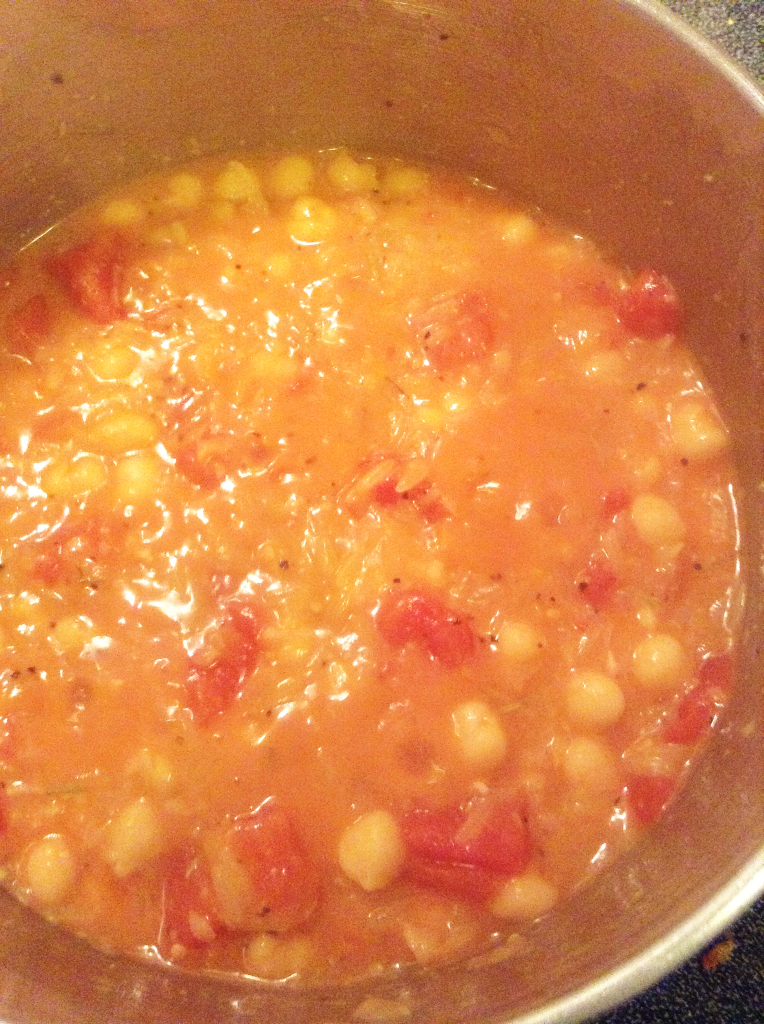 Garbanzo Bean Soup with Pasta Added