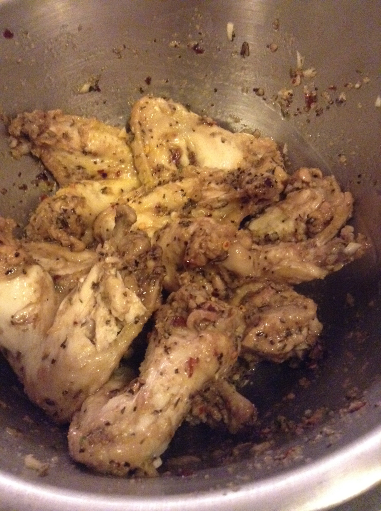 Garlic Parmesan Wings Coated in Garlic Mixture