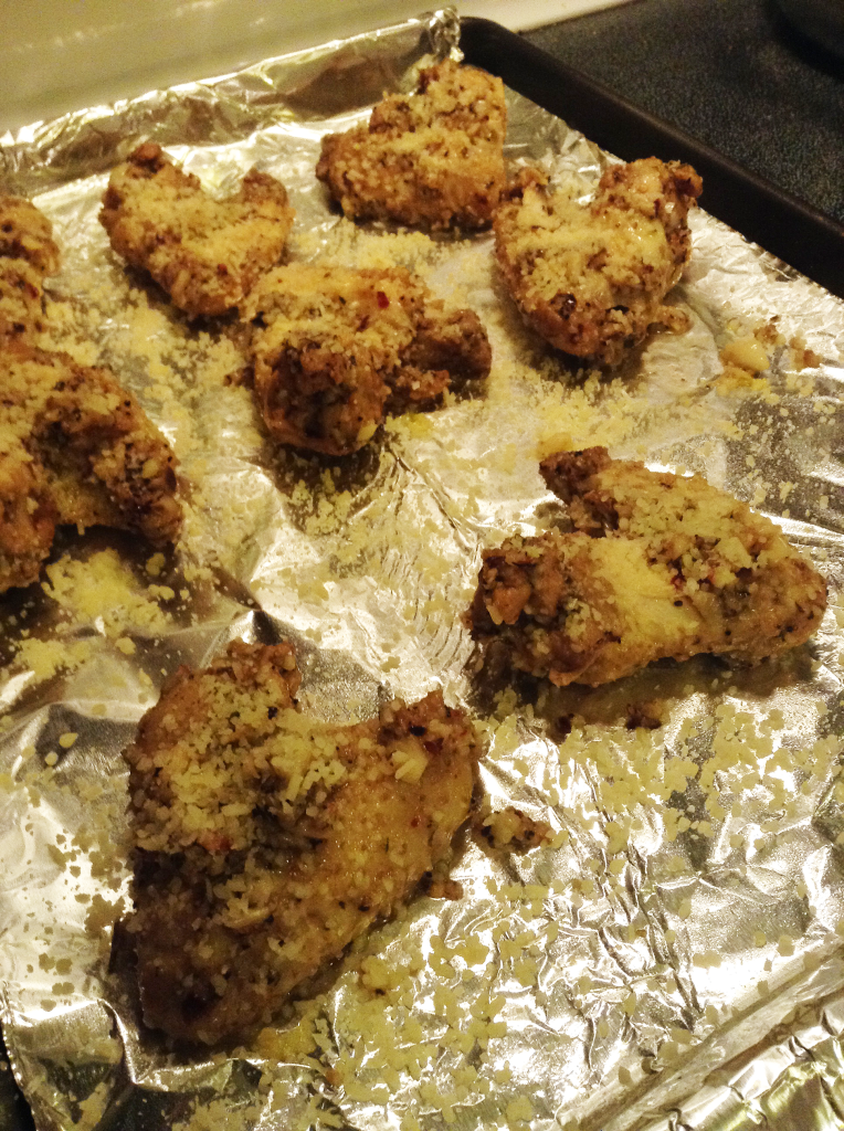 Garlic Parmesan Wings on Baking Sheet Before Baking