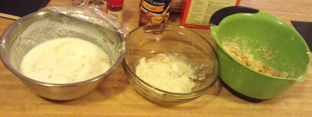 Baked Onion Rings egg whites and breadcrumb mixture