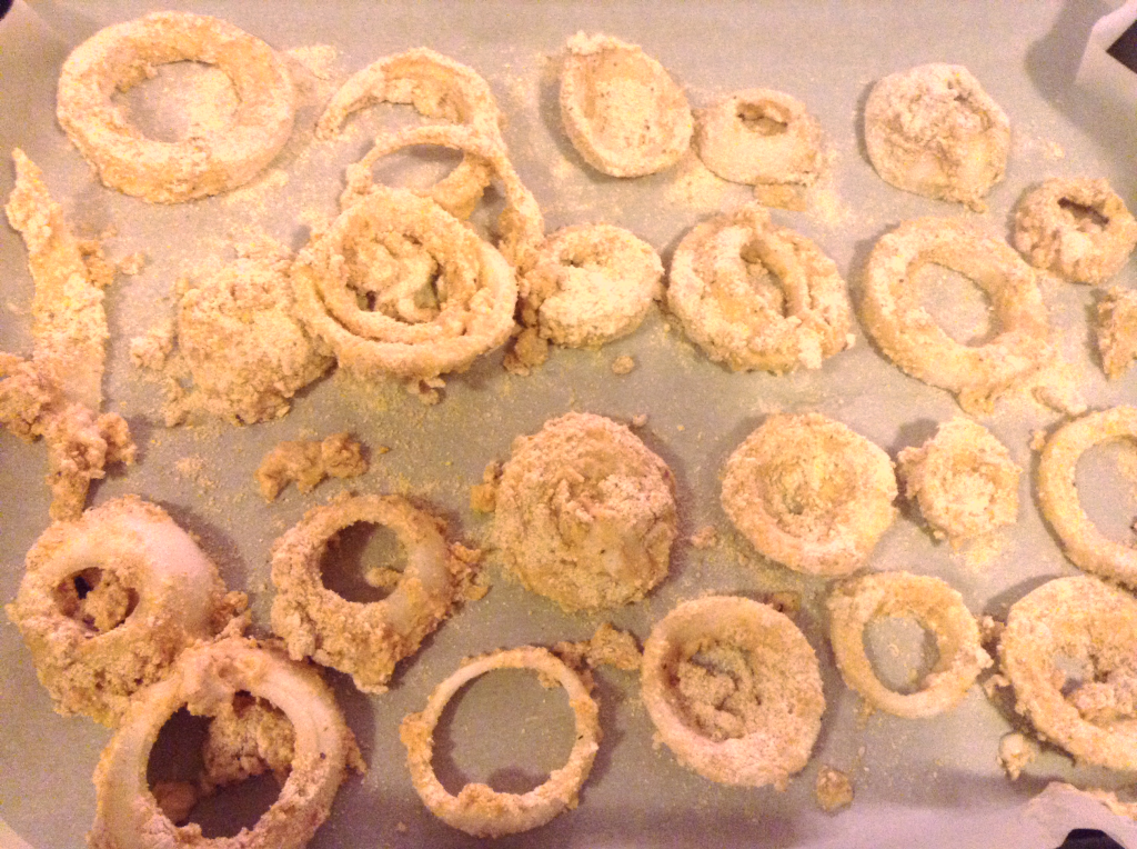 Baked Onion Rings before baking