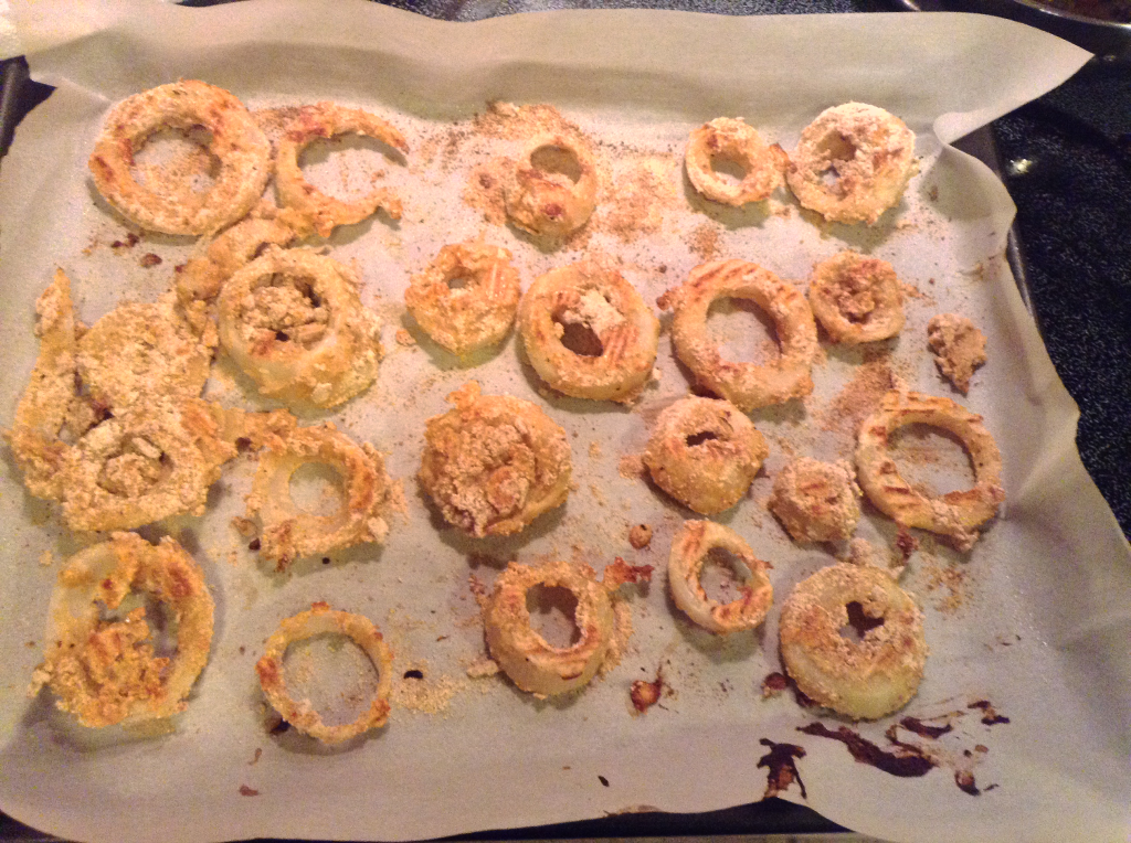 Baked Onion Rings after baking