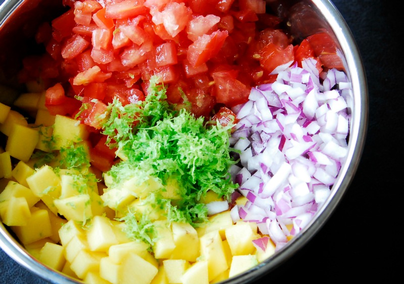 Chopped Ingredients for Mango Salsa