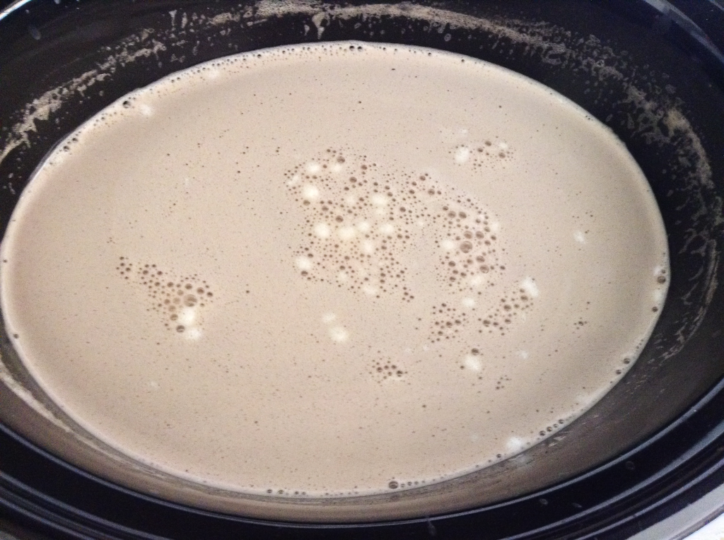 Crock Pot Hot Chocolate marshmallows almost fully melted