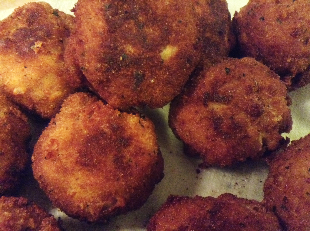 Fried Mac and Cheese Balls finished close up