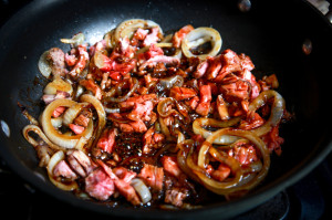 steak and onions mixture for quesadillas