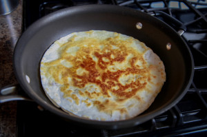 cooking the quesadilla