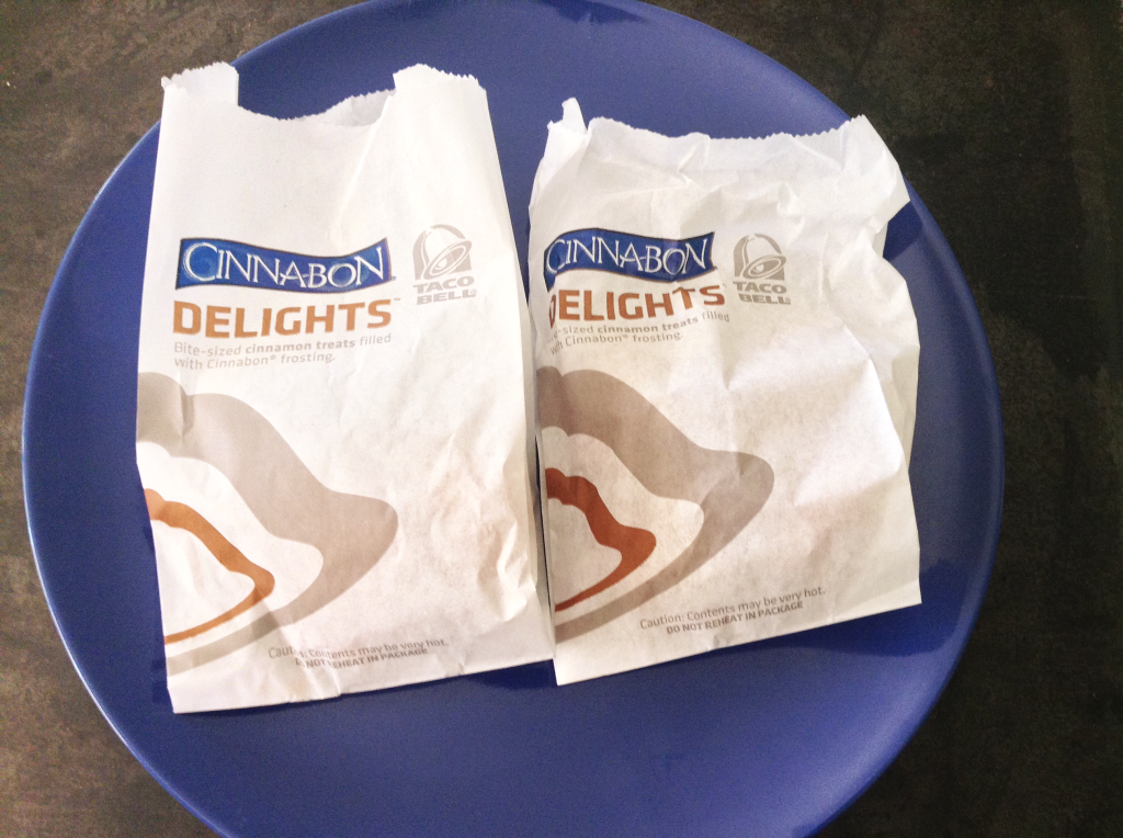 Taco Bell Breakfast Cinnabon Delights packaging