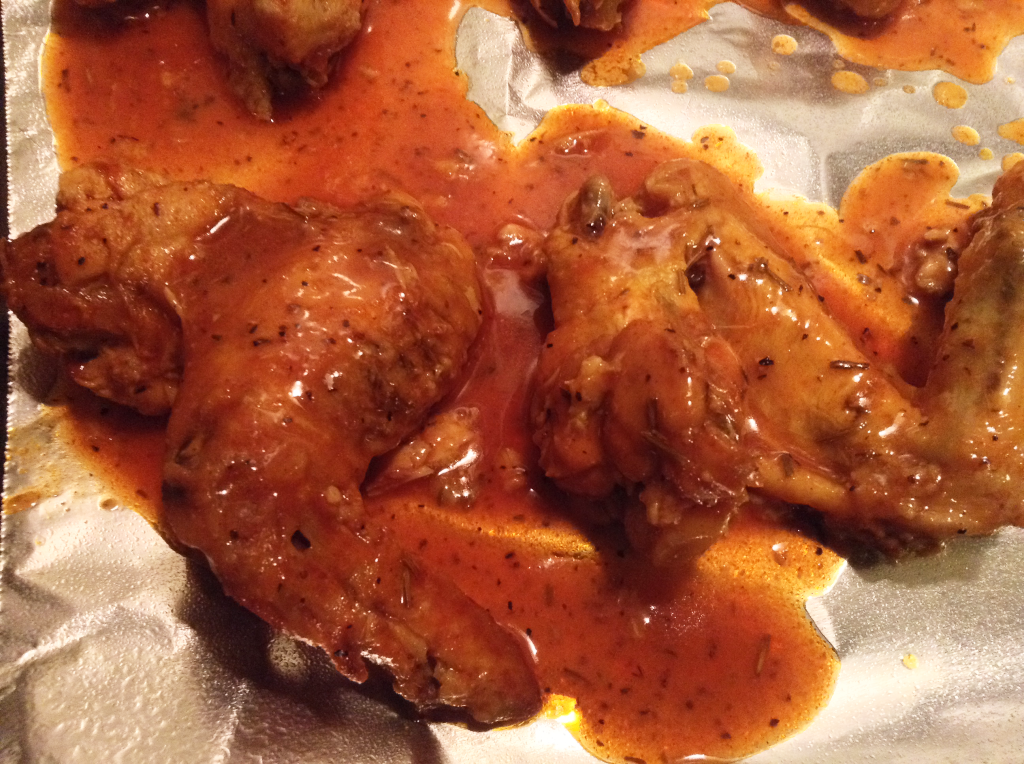 Crock Pot Chicken Wings before broiling close up