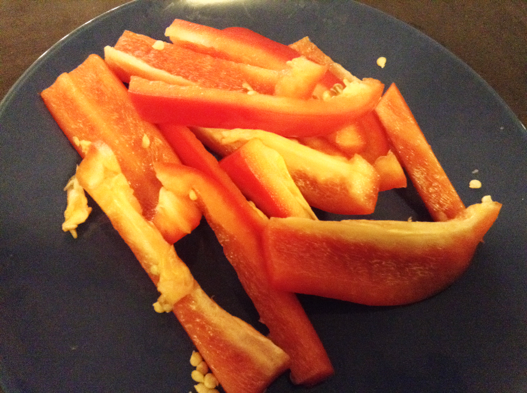 Crock Pot Fajitas cut red bell pepper