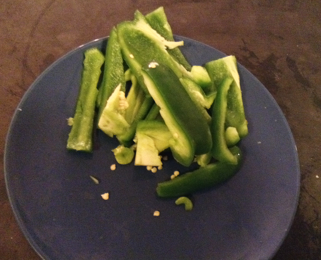 Crock Pot Fajitas cut green bell pepper