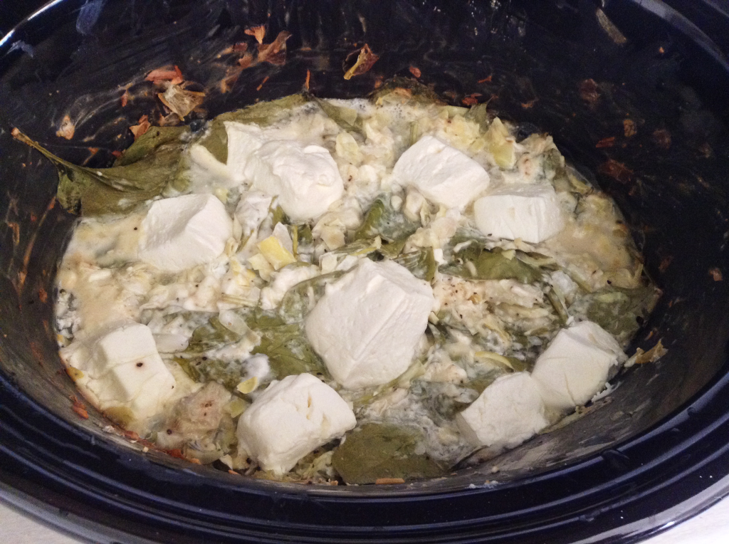 Spinach and Artichoke Dip after initial cooking