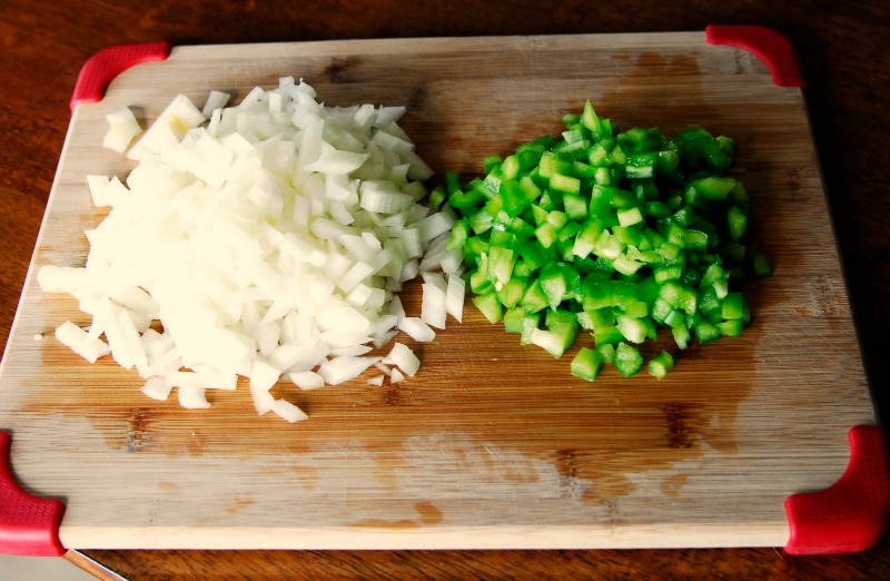 Chopped Onions and Peppers for Slow Cooker Sloppy Joes