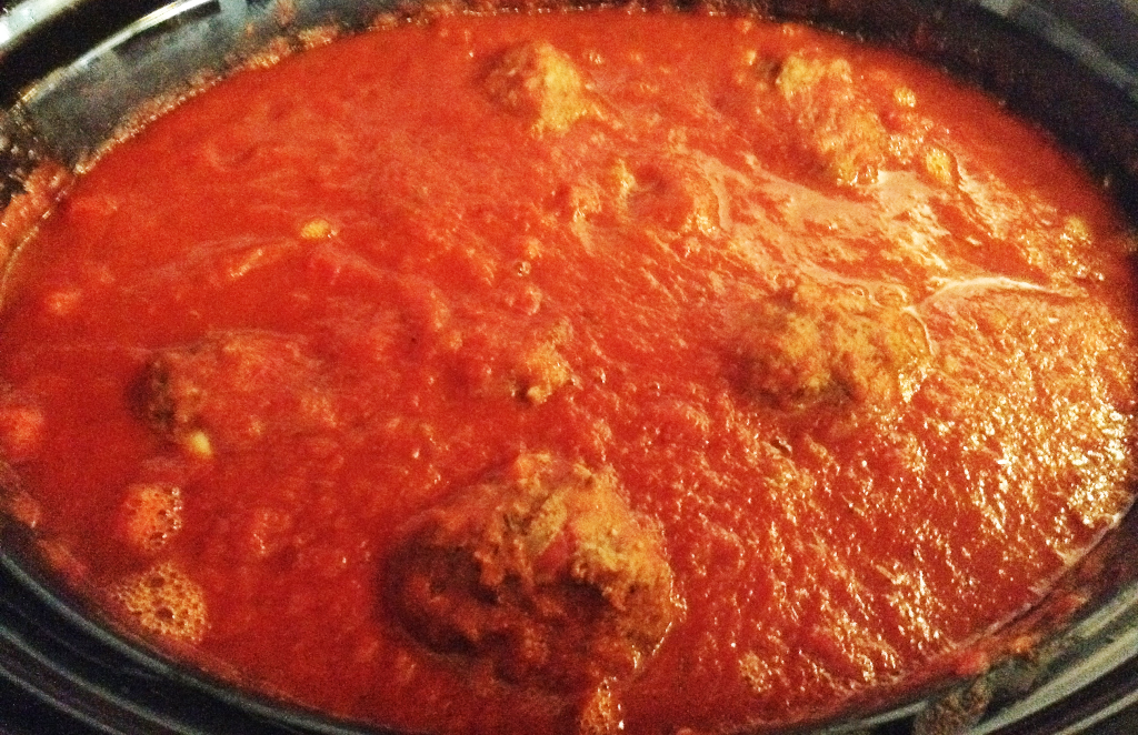 Crock Pot Meatballs Recipe finished meatballs in crock pot