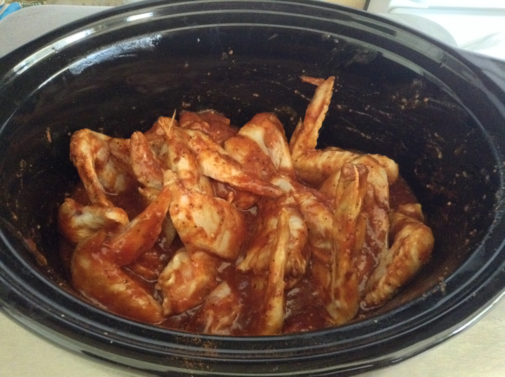 Crock Pot BBQ Chicken Wings frozen wings mixed