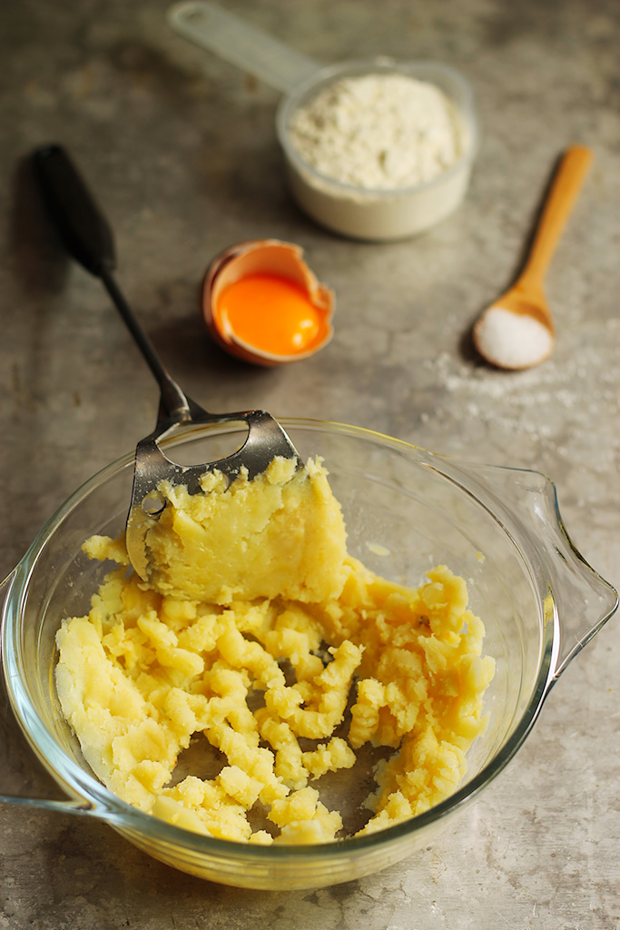 making dough for potato gnocchi