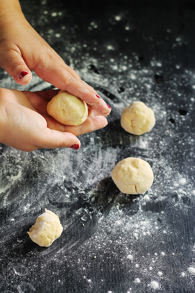 dividing dough into balls