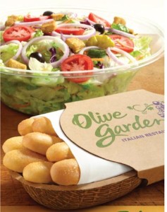 Olive garden breadsticks with salad