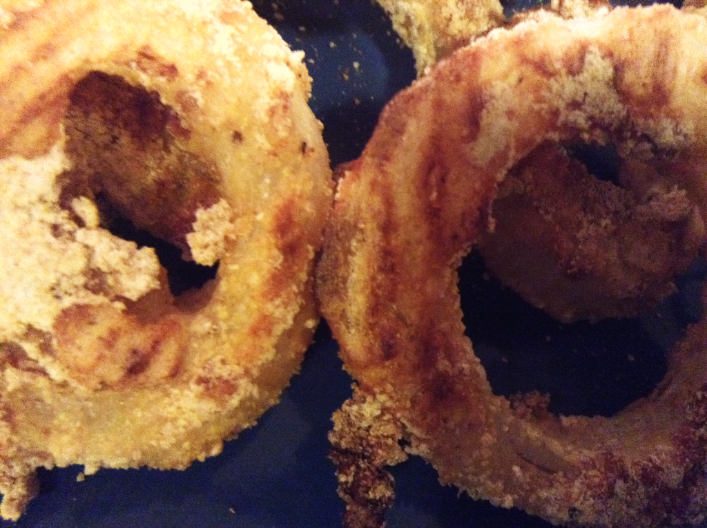 Baked Onion Rings finished close up
