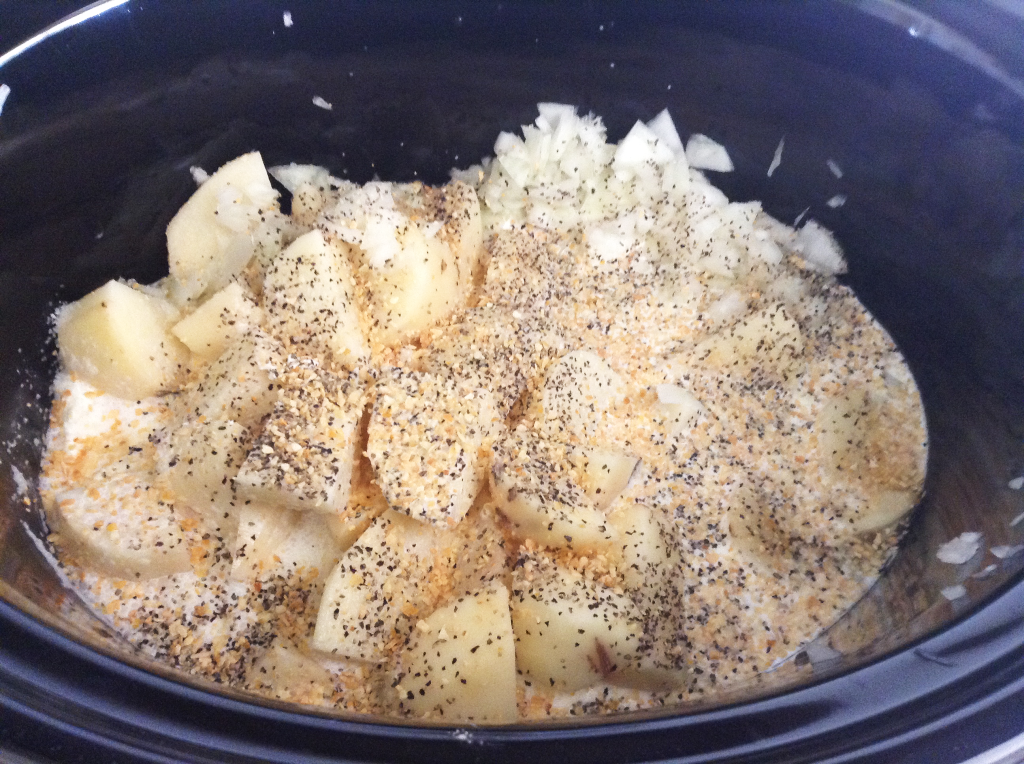 Potato Soup Recipe Ingredients in slow cooker
