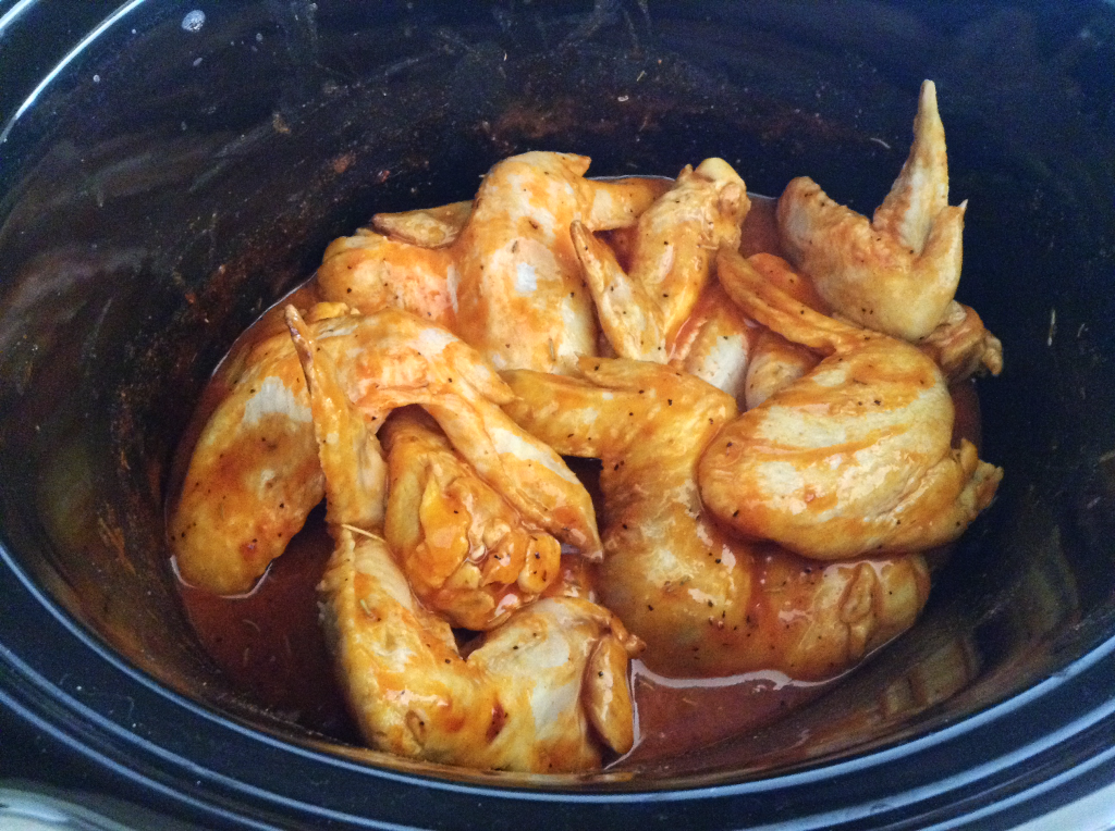 Crock Pot Chicken Wings frozen wing block completely melted